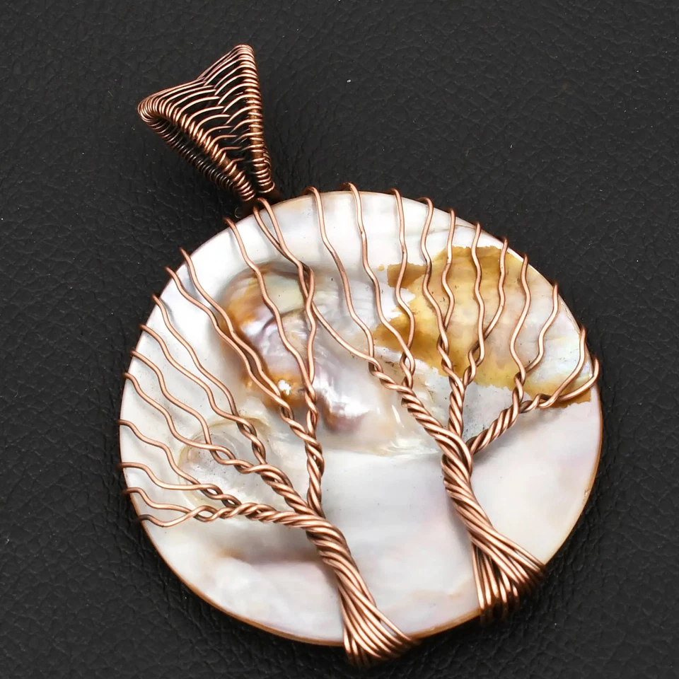 Árbol de la Vida Biwa Perla Piedras Preciosas Alambre de Cobre Colgante Joyería Regalo 2.72" AP-20385 Foto 1 de 1