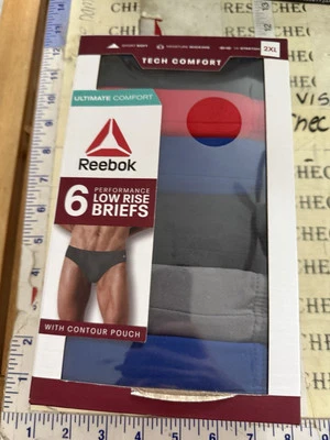 6-Pack Reebok Tech Comfort Performance Low Rise Briefs, Blue Red Black, 2XL - Imagem 1 de 4