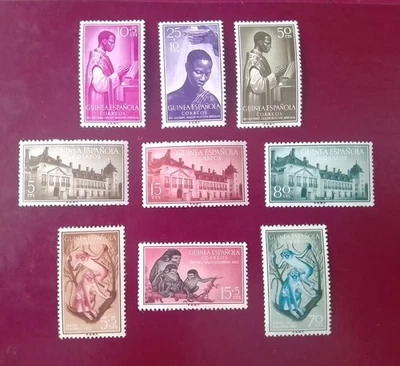 SELLOS GUINEA ESPAÑOLA MH 1955 3 SERIES COMPLETAS. TRATADO DEL PARDO, MONOS.. - Imagen 1 de 2