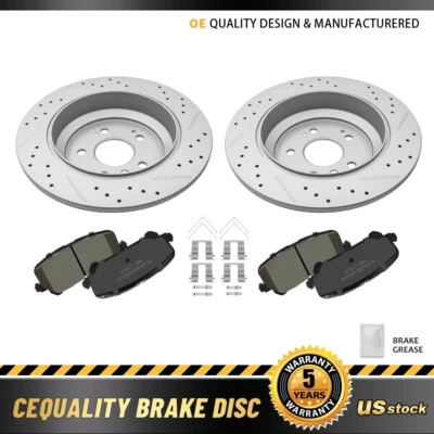 Rear Drilled Brake Rotors + Ceramic Pads Kit For Honda Pilot Ridgeline Passport - Image 1 of 4