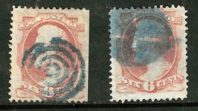 Sc #159/186 Blue & Target Fancy Cancels 6 Cent Lincoln Banknote 1871 US 14B44 - Image 1 of 3