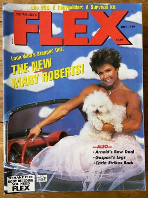 FLEX Bodybuilding Magazine July 1986 Cover Mary Roberts, Arnold's Raw Deal 9514* - Image 1 of 2