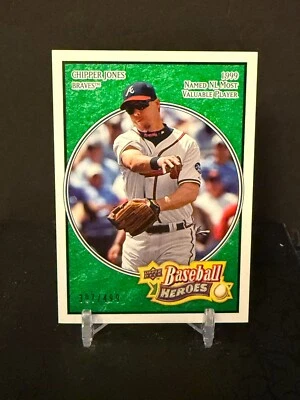 2008 Upper Deck Baseball Heroes Chipper Jones Emerald Card #6 #'ed /499 - Image 1 of 2