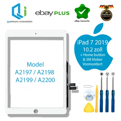 QUANTUM INNOVATION GMBH iPad 7 2019 Digitalizador Pantalla Cristal Pantalla Táctil 10.2 Pulgadas A2197 A2198 A2199 A2200