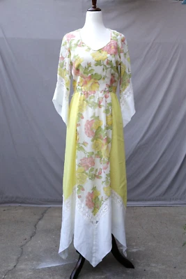 Vestido romántico festival hippie vintage retro años 70 HOLLY-MODE OF CALIFORNIA S/M W27" Foto 1 de 4