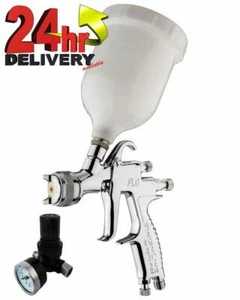 Devilbiss FLG-5-14 Gravity Spray Paint Gun 1.4mm Tip + Pressure Regulator