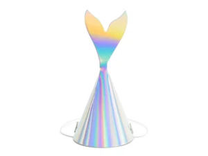 6 Partyhüte Meerjungfrau 18cm Hologramm Partyhütchen Silvester Kindergeburtstag - Bild 1 von 4