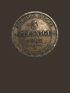 German Saxony 5 Pfennig 1862 B - VeryFine condition - Picture 1 of 2