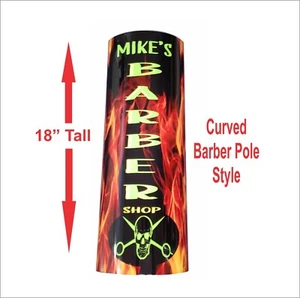 Barber Pole sign, Custom Text, flames - barber shop sign, signs, salon sign, - Picture 1 of 1