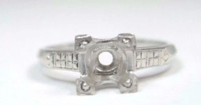 Antique Art Deco Setting Mounting Platinum Hold 6-6.5MM Ring Size 7 UK-N1/2 - Image 1 of 4