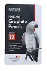 Brustro Artists Fineart Graphite Pencil Set Of 12 (10B-2H) With Elegant Tin Box.