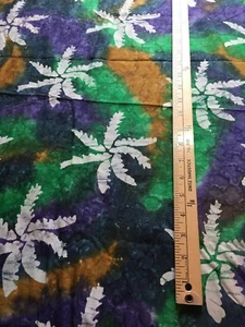 Lovely Cotton Batik in Purple-Green-Gold-White Fabric - Picture 1 of 3