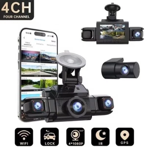 360 Degree Panoramic View 4 Cameras Car DVR Dash Cam 1080P Wifi GPS Night Vision - Picture 1 of 6