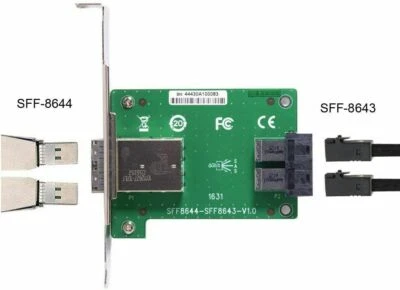 Dual Ports Mini SAS HD SFF-8644 to Internal SAS HD SFF-8643 PCBA Female Adapter - Bild 1 von 4