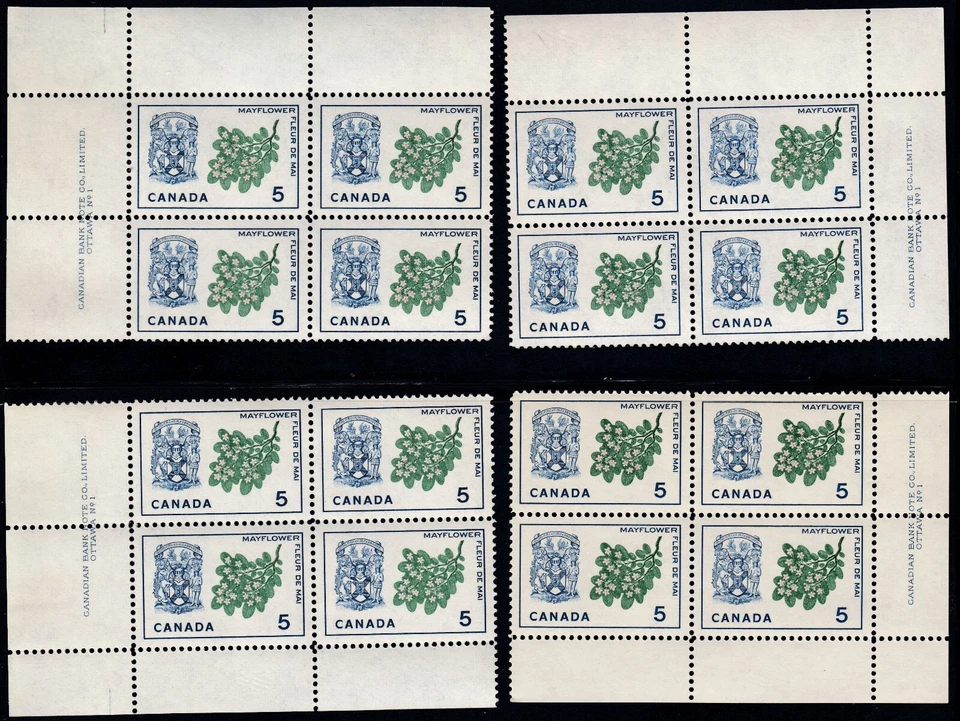 Canada: #420 5c Provincial Flower & COA - Nova Scotia M/S Plate Blocks Pl.1 MNH - Image 1 of 1
