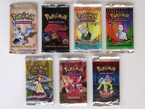 Pokemon 1st EDITION Empty Booster Pack Wrappers x7 (1999 - 2001) - Picture 1 of 10