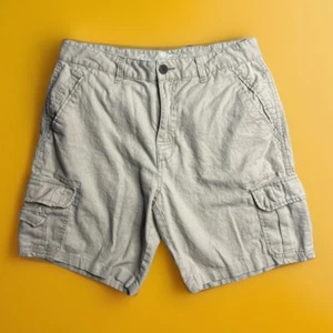 Paradise Collection Mens 34 Khaki Linen Cotton Cargo Shorts Light 9” Inseam - Picture 1 of 16