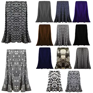 Neu langer Damen-Zigeunerrock MAXI plus elastische Taille Jerseykleid UK 12-22 - Bild 1 von 3