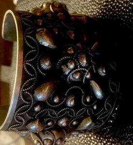 Vtg - SILVER Cuff / Bangle/Braclet By Alp ITALY w Elaborate Design, - Picture 1 of 10