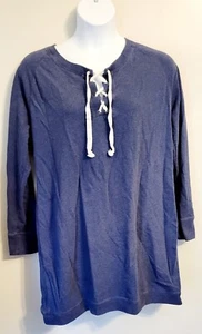 Sudadera túnica azul jaspeado reflejos naturales vestido escote con cordones 1X - Imagen 1 de 5