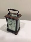 ANTIQUE FRENCH CARRIAGE ALARM CLOCK. BRONZE. BEVELED GLASS 19TH CENTURY