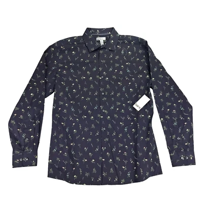 Camisa social masculina Bar III slim fit elástica primavera jardim, azul marinho, média - Imagem 1 de 2