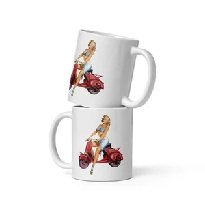 Coffee Mug Scooters Retro Pin Up Girl scootering mods cool - Picture 1 of 4