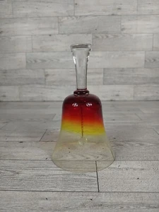 Campana de Cristal Bohemia Vintage 6" Checoslovaquia ROJO ÁMBAR AMARILLO - Imagen 1 de 4