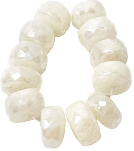 12 Faceted White Celestite Beads 6mm x 3mm Rondelle Celestine Gemstone Beads - Picture 1 of 12