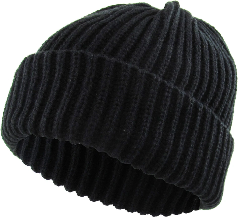THICK Ribbed Beanie Knit Ski Cap Skull Hat Warm Solid Color Winter Cuff Blank - Image 1 of 1