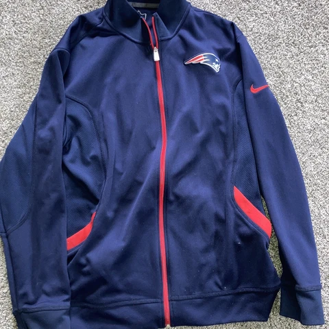 NIKE On Field Dri-Fit Men XL New England Patriots NFL Full Zip Jacket Sweatshirt Cover