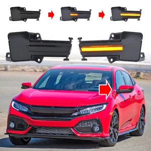 Pair Mirror Sequential Turn Signal Light Smoked For Honda CIVIC 2016-2021 10th - Picture 1 of 5