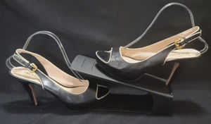 💙PRADA Black White Slingback Sandals Shoes Peep Toe High Heel Platform EU 40💙 - Picture 1 of 12