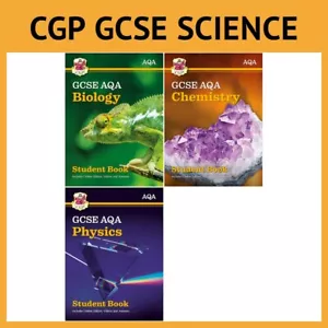 Neu CGP GCSE AQA Biologie Chemie Physik Studentenbücher + Videos & Antworten - Bild 1 von 12