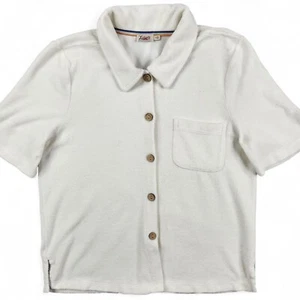 Faherty Surfs Up Top Women's Small Egret (Off-White) Terrycloth Short Sleeve - Picture 1 of 13