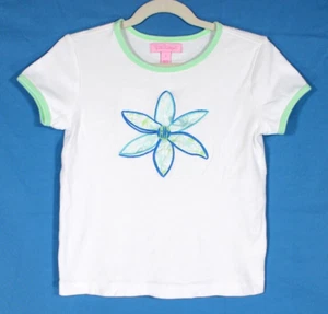 LILLY PULITZER Girl's WHITE Jersey Knit MONKEY BUTTERFLIES FLORAL T-Shirt Sz 7 - Picture 1 of 4