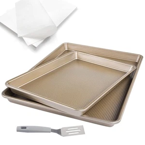 Nonstick Cookie Sheet Baking Pan Sets 2 Piece, Heavy Duty Carbon Steel Profes... - Picture 1 of 6