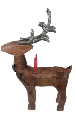 "Arco y astas de metal marrón de reno tallado de madera Martha Stewart - 22"" de alto" Foto 1 de 4