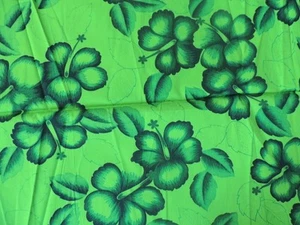 Traditional Hawaiian Print, Kokio (Hibiscus Flowers)  Green, Gold 35" L X 44 - Picture 1 of 3