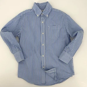 Crewcuts J.Crew Button Down Shirt Boy's Size 8 Blue White Striped Long Sleeve - Picture 1 of 8
