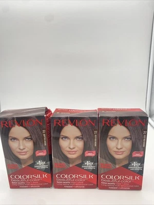 Lote de 3 Color de Cabello Permanente Revlon Colorsilk 27 Marrón Rico Profundo Foto 1 de 4