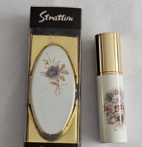 Vintage Stratton England Contact Lens Case & Atomizer Set Floral Enamel Gold - Bild 1 von 14