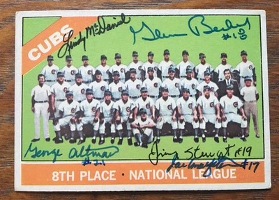 Chicago Cubs 1966 Topps Team #204 com 5 assinaturas automáticas: Beckert, Altman, mais - Imagem 1 de 2
