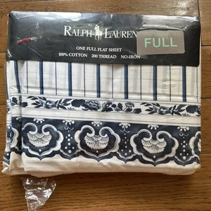 Ralph Lauren Porzellan blau/weiß Jonquil Medaillon Streifen voll flaches Blatt Neu in Verpackung - Bild 1 von 3