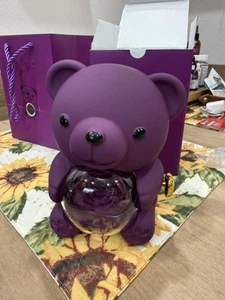 Eternal Rose Purple Teddy Bear Gifts Box With Necklace Rotate Rose Jewelry Box - Picture 1 of 12