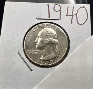 1940 P 25c Washington Silver Quarter AU About UNC SKU#A1 - Picture 1 of 6