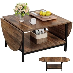 Coffee Table 2-Tier Small Folding Coffee Tables with Storage for Living Room ... - Picture 1 of 8