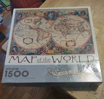 Vintage 1992 Springbok MAP OF THE WORLD 1500 Piece Jigsaw Puzzle by Hallmark - Image 1 of 3