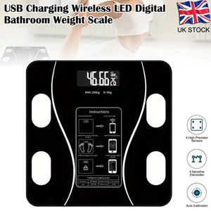 Digital Bathroom Scales Weighing Bluetooth Smart Body Fat BMI Monitor 180KG New - Picture 1 of 13