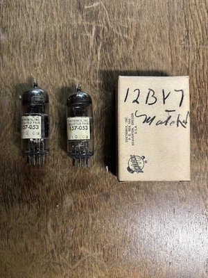 Par de tubos Tektronics RCA 12BY7 emparejados NOS Foto 1 de 2